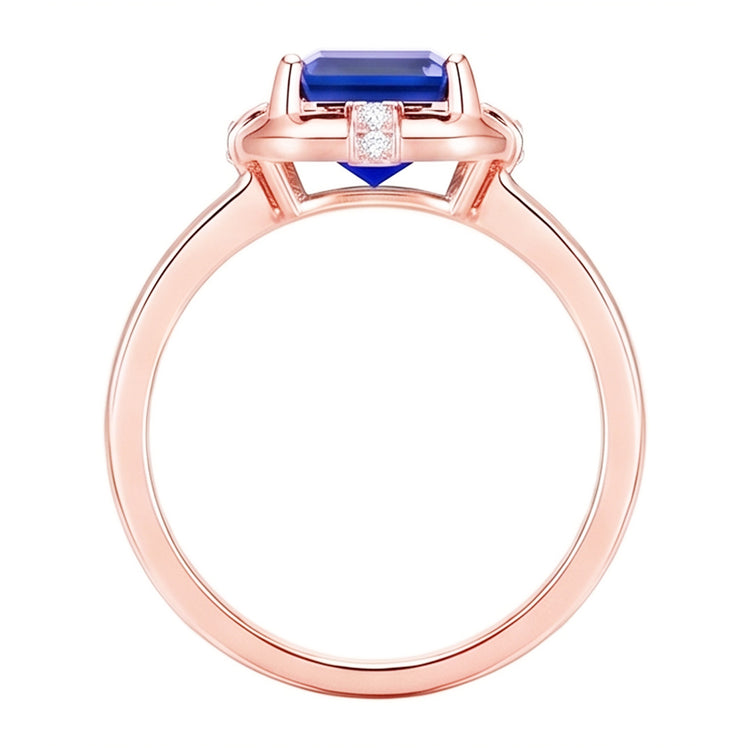 Bague Or Rose Pierres Précieuses Saphir Ceylan & Diamants Ronds 2.50 Carats