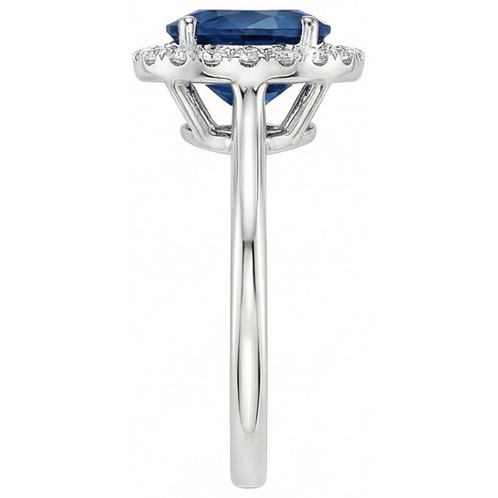 naturel oval diamant 2.50carats bague vue de profil