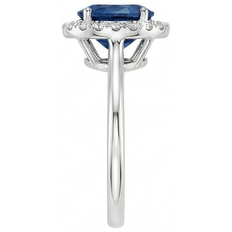naturel oval diamant 2.50carats bague vue de profil