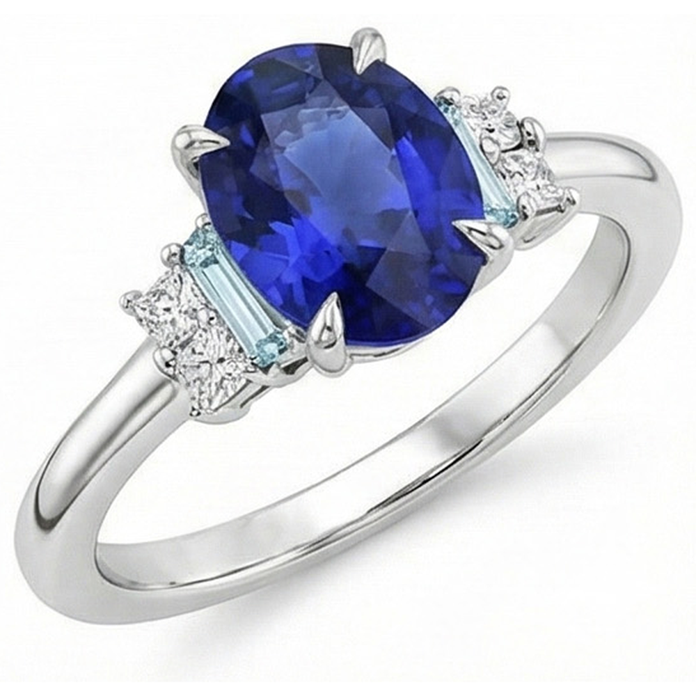 naturel baguette diamant 4carats bague angle de côté