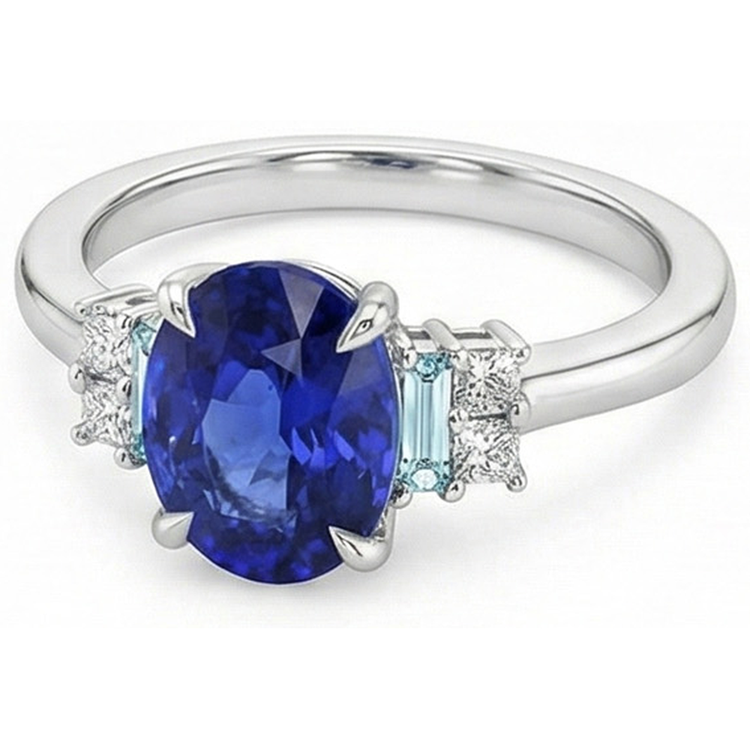 naturel baguette diamant 4carats bague sur blanc