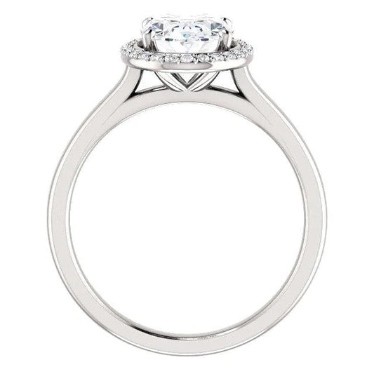 Bague Ovale Réel Diamants 2.50 Carats Halo Or Blanc 14K