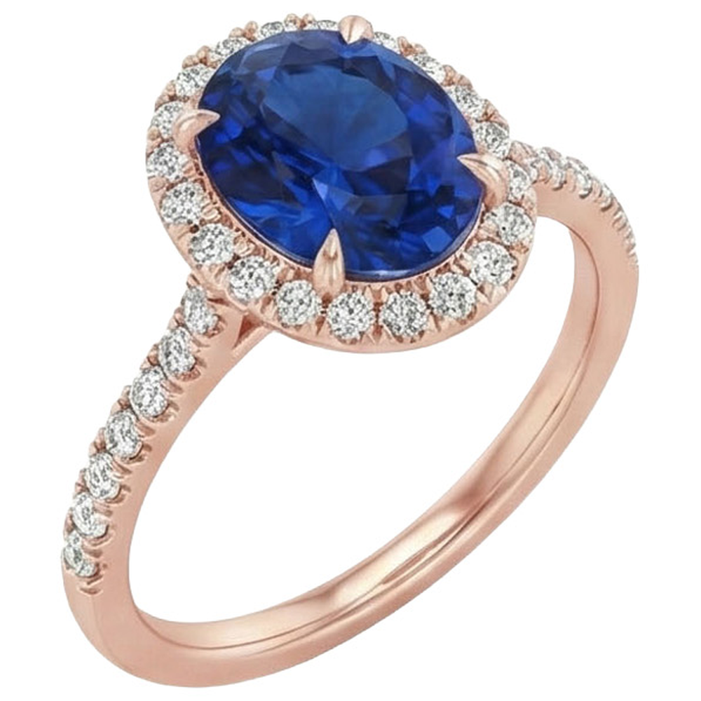 naturel oval saphir 8carats bague angle de côté