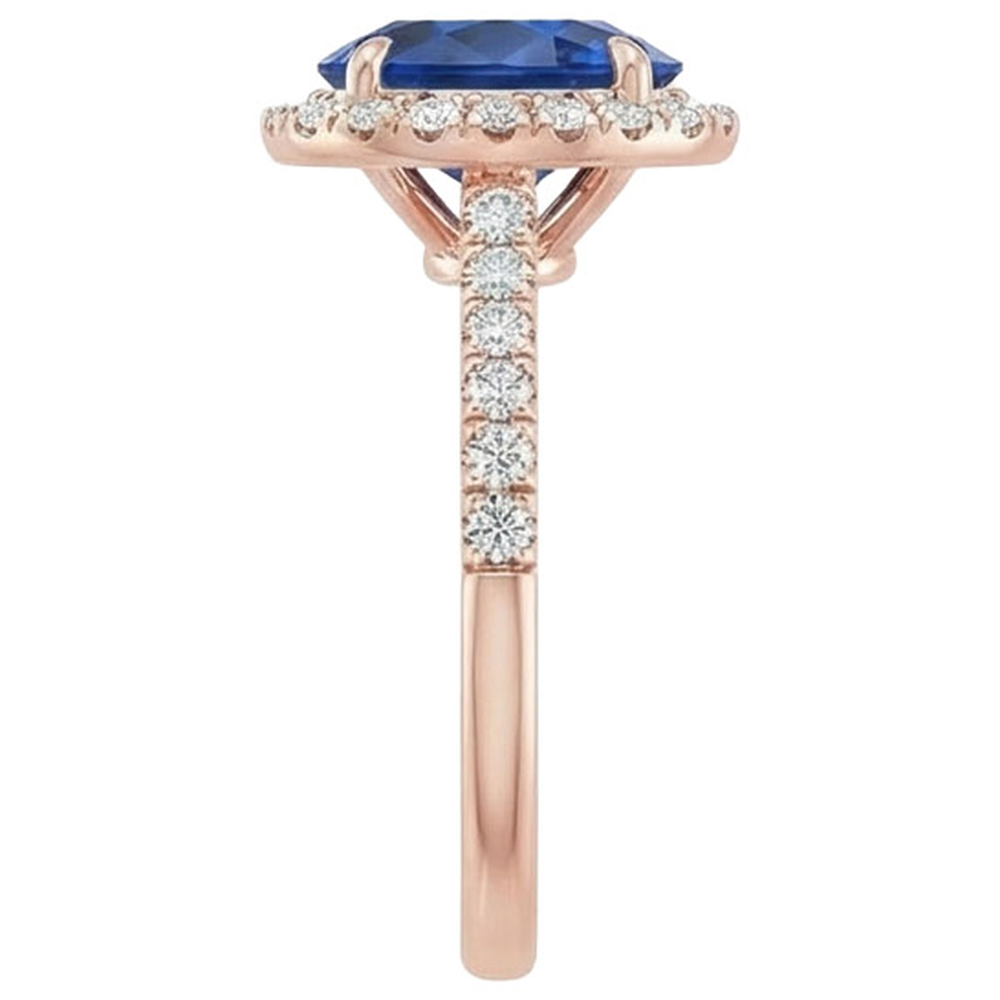 naturel oval saphir 8carats bague vue de profil