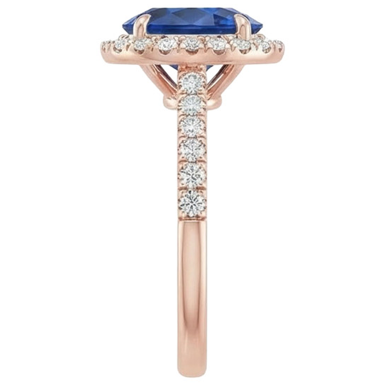 naturel oval saphir 8carats bague vue de profil