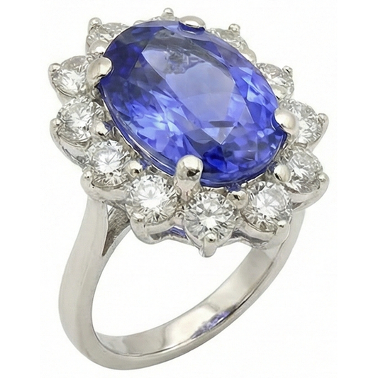 naturel oval tanzanite 7.50carats bague angle de côté