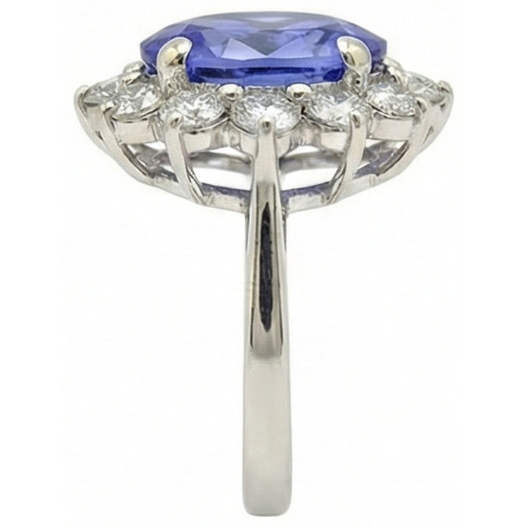 naturel oval tanzanite 7.50carats bague détail rapproché
