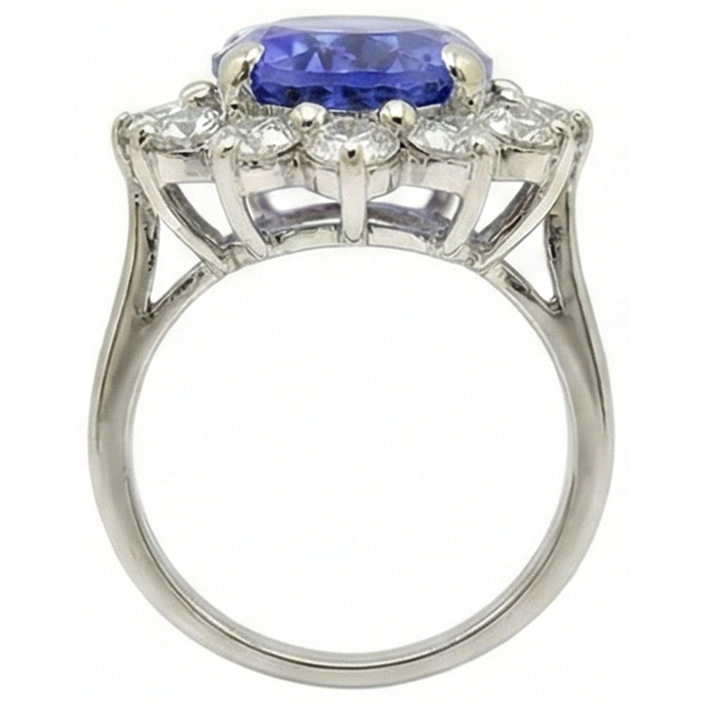 naturel oval tanzanite 7.50carats bague vue de dessus
