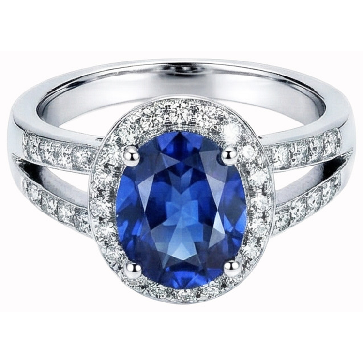 naturel round diamant 3.51carats bague vue de face