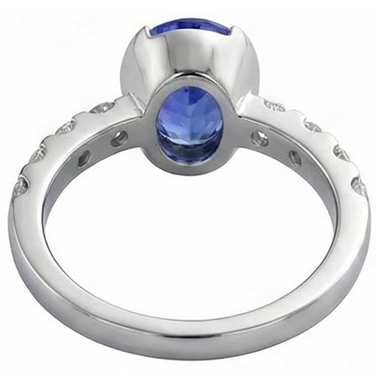 Bague Ovale Tanzanite AAA Et Diamants Naturels Extraits des Mines ( et non cultivés en laboratoire ) Or Blanc 4.50 Carat Bijoux