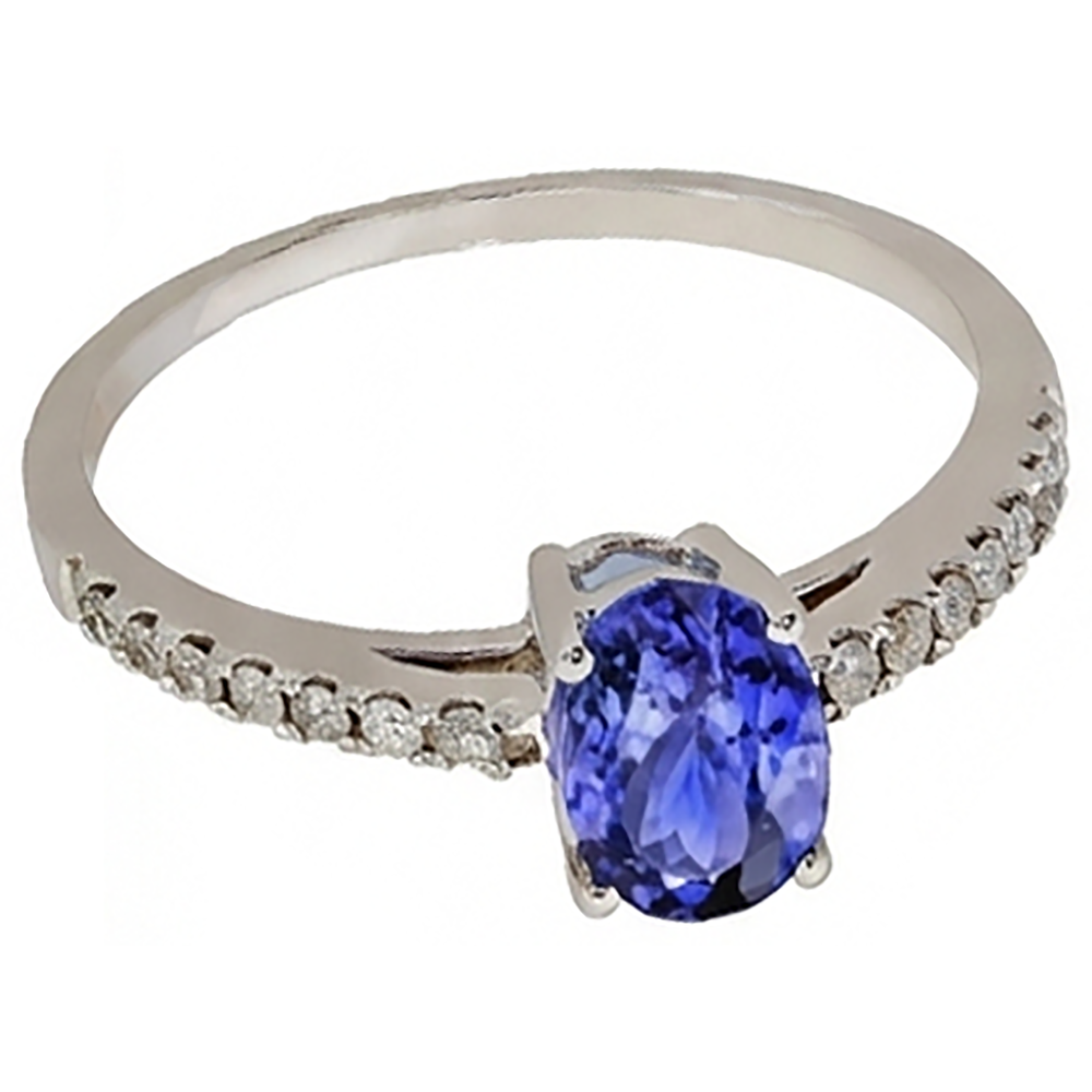naturel oval tanzanite 5.50carats bague angle de côté