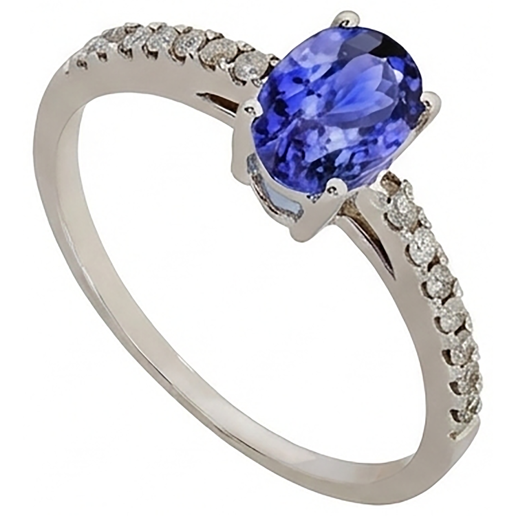 naturel oval tanzanite 5.50carats bague détail rapproché