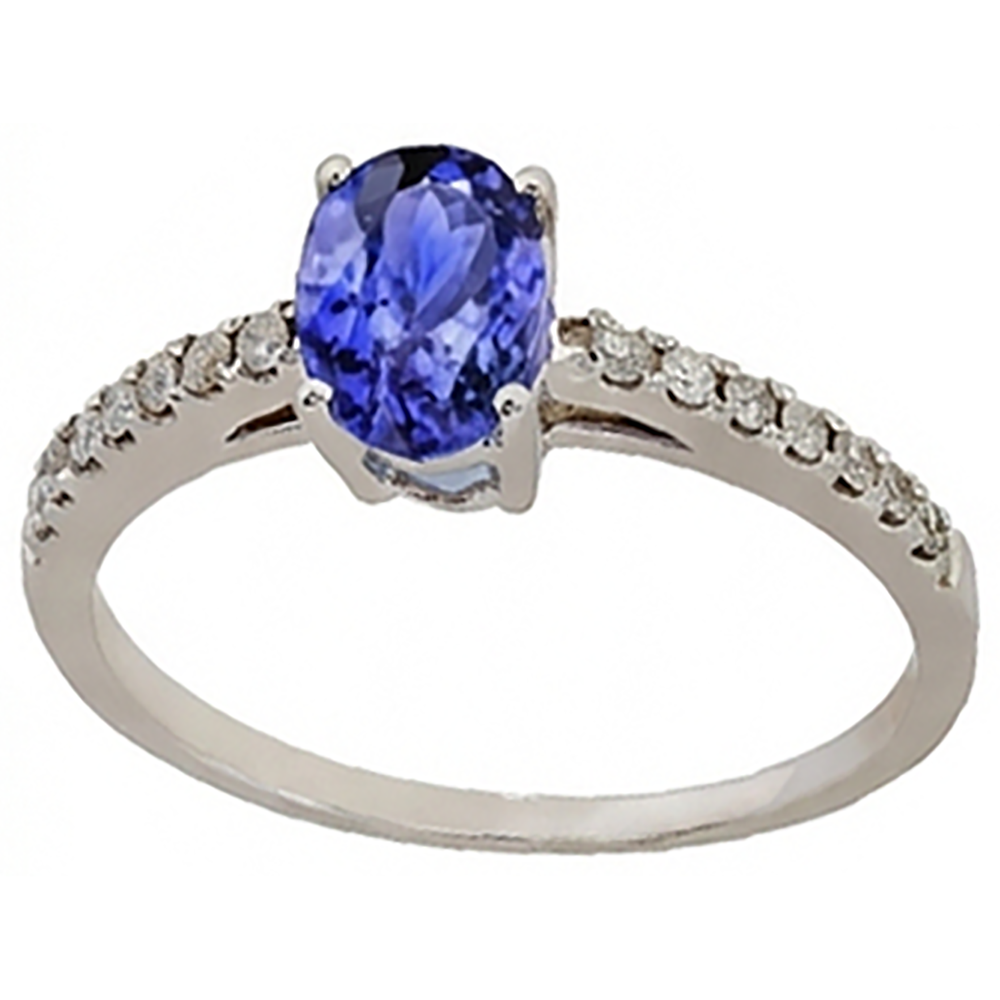 naturel oval tanzanite 5.50carats bague vue de dessus