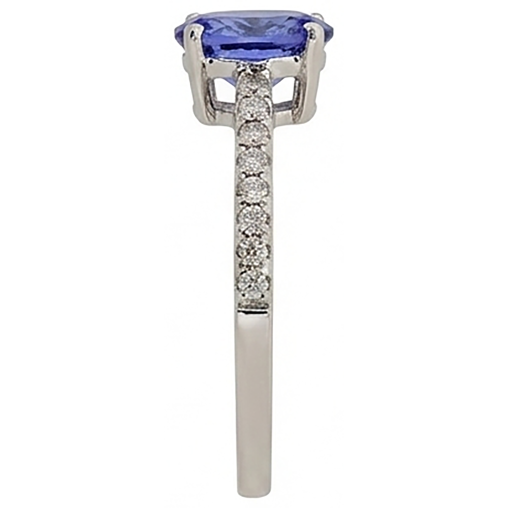 naturel oval tanzanite 5.50carats bague vue de profil
