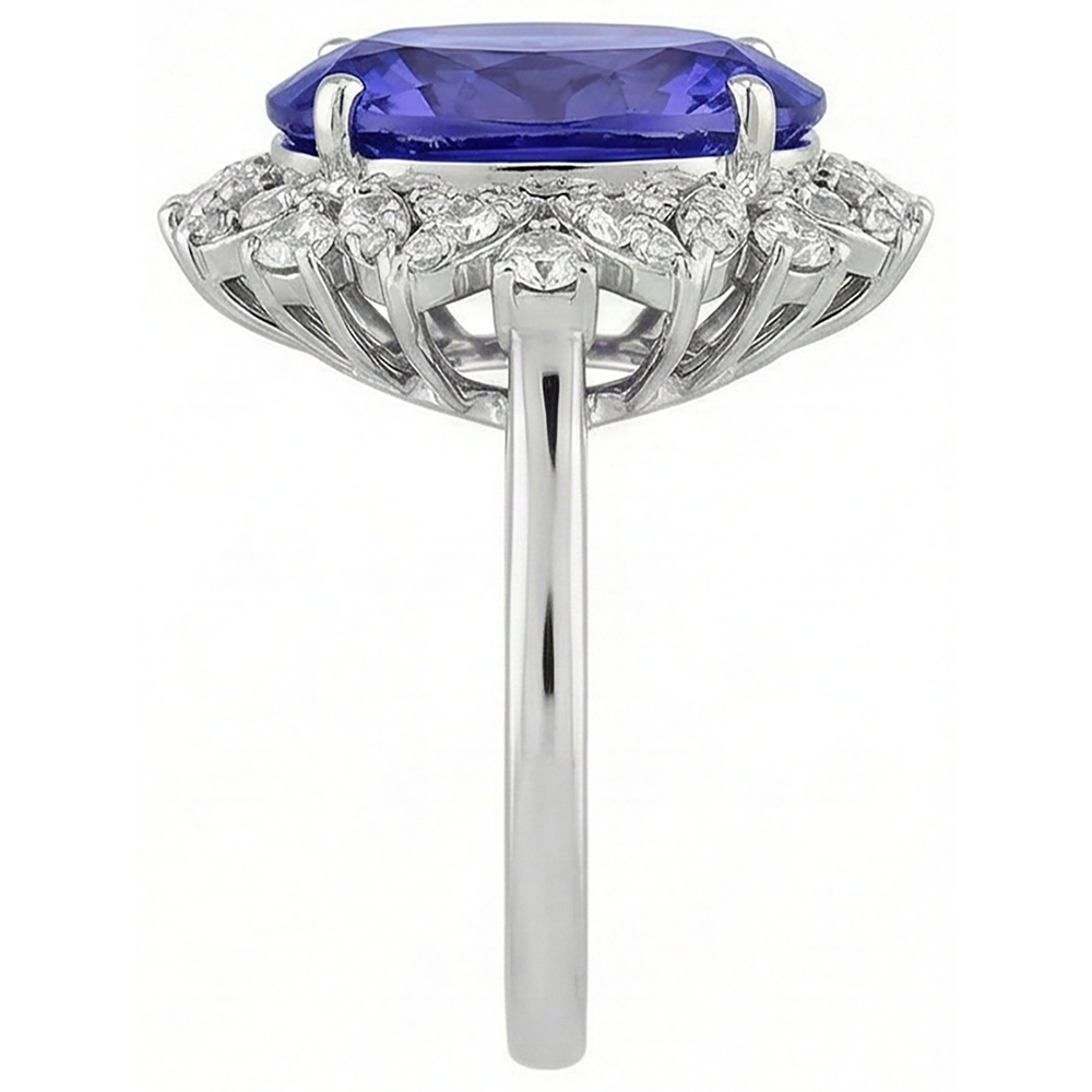 naturel oval tanzanite 7carats bague vue de profil