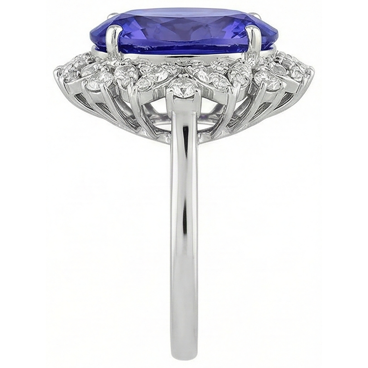 naturel oval tanzanite 7carats bague vue de profil