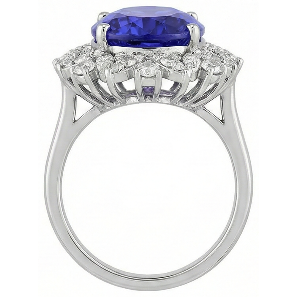 naturel oval tanzanite 7carats bague sur blanc