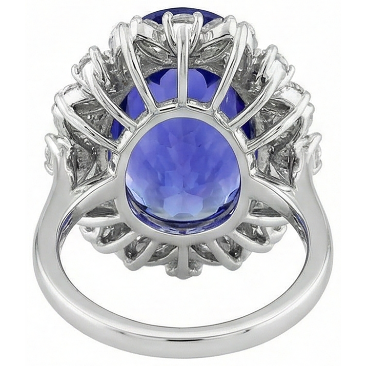 naturel oval tanzanite 7carats bague avec accents diamants