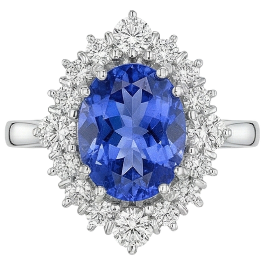 naturel oval tanzanite 4.90carats bague angle de côté