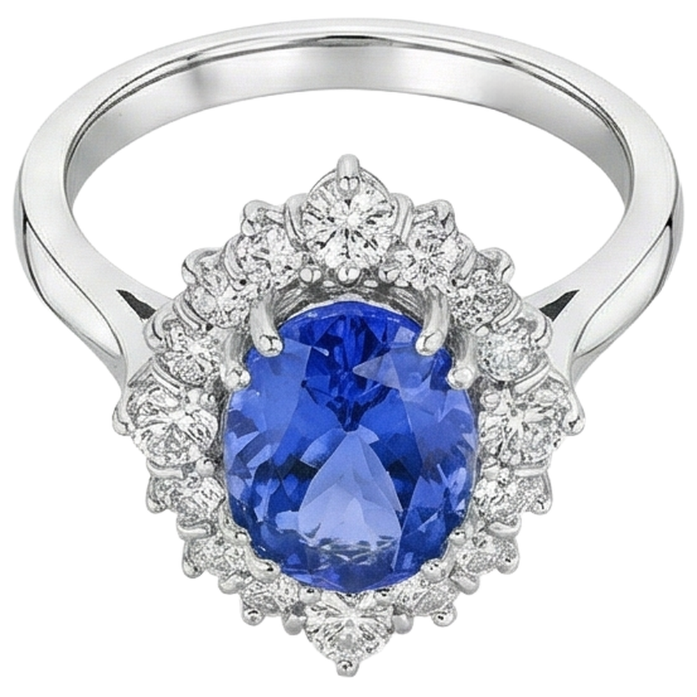 naturel oval tanzanite 4.90carats bague détail rapproché