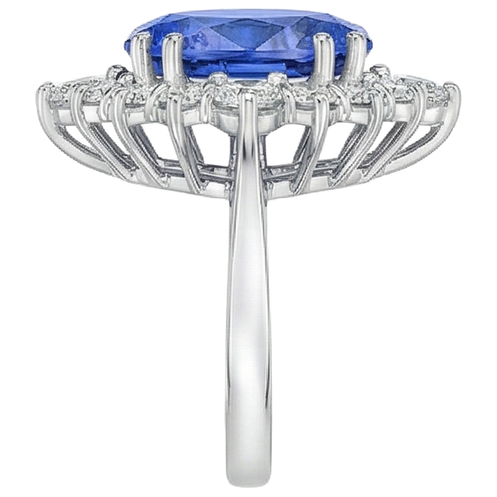naturel oval tanzanite 4.90carats bague vue de profil