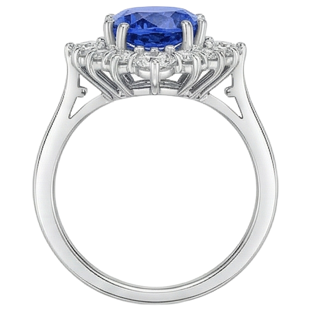 naturel oval tanzanite 4.90carats bague sur blanc
