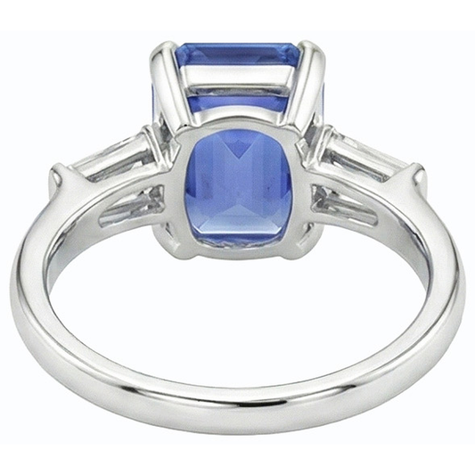 Bague Pierre Gemme 3 Pierres Saphir Bleu Émeraude 2.50 Carats Bijoux Femme