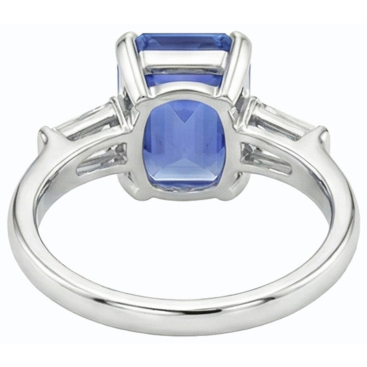Bague Pierre Gemme 3 Pierres Saphir Bleu Émeraude 2.50 Carats Bijoux Femme
