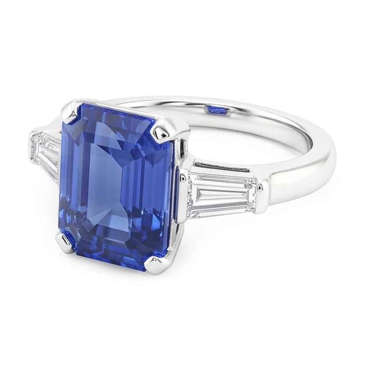 Bague Pierre Gemme 3 Pierres Saphir Bleu Émeraude 2.50 Carats Bijoux Femme