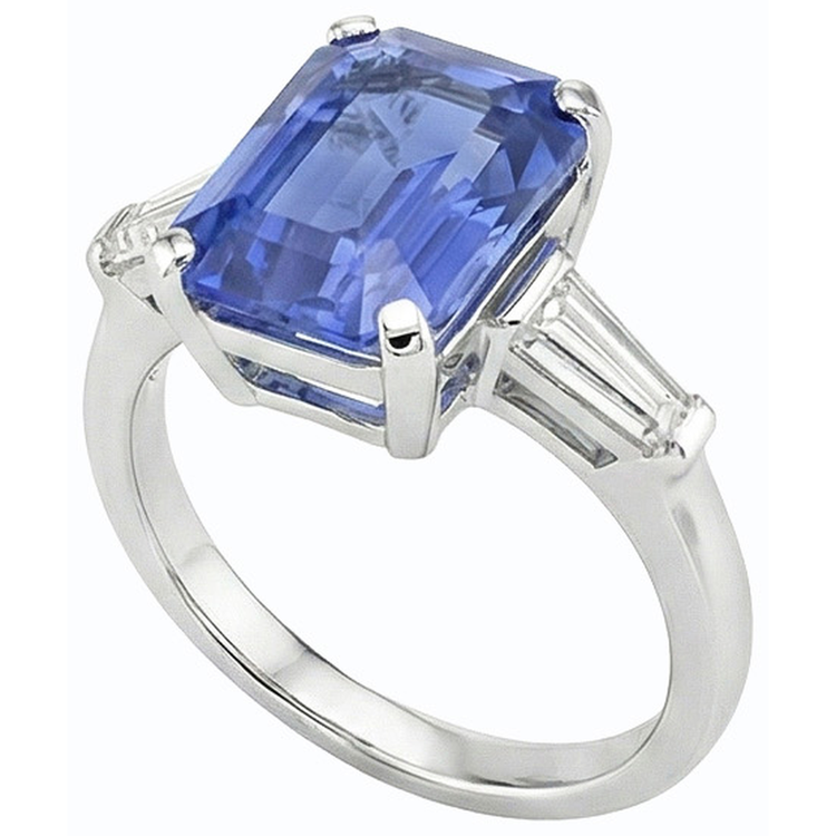 Bague Pierre Gemme 3 Pierres Saphir Bleu Émeraude 2.50 Carats Bijoux Femme