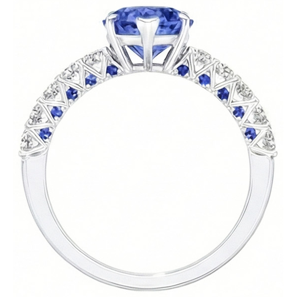 naturel round diamant 2.50carats bague vue de profil