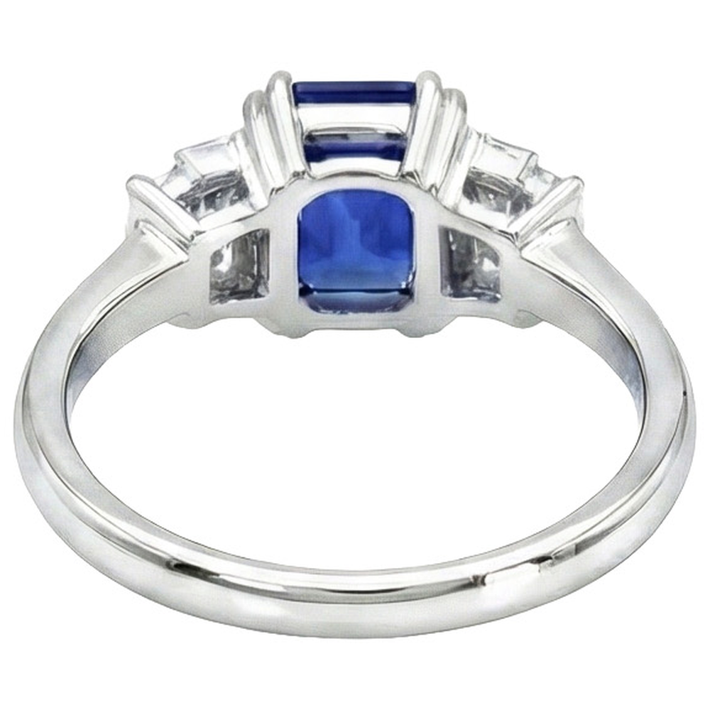naturel radiant saphir 3carats bague vue de profil