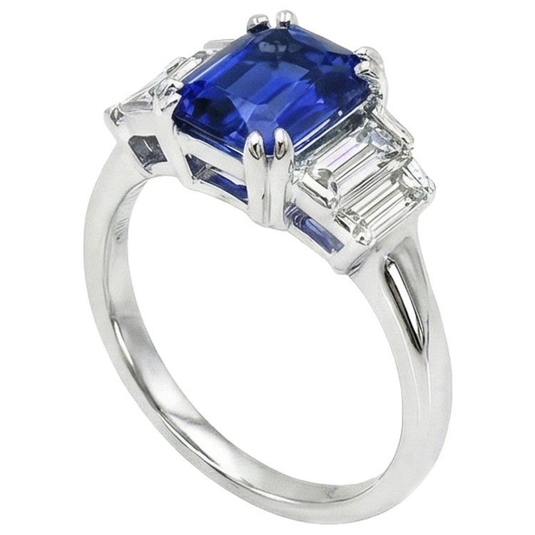 naturel radiant saphir 3carats bague détail rapproché