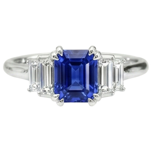 naturel radiant saphir 3carats bague angle de côté