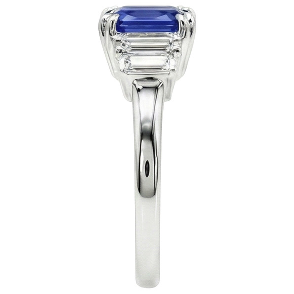 naturel radiant saphir 3carats bague vue de dessus