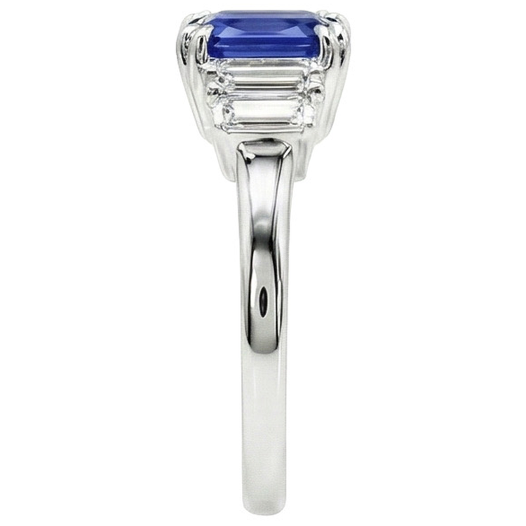 naturel radiant saphir 3carats bague vue de dessus