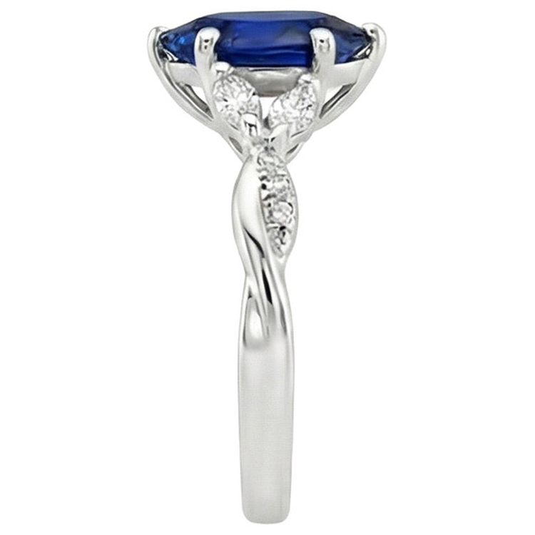 Bague Pierre Gemme Saphir Bleu Poire 7.25 Carats Marquise & Diamants Naturels Extraits des Mines ( et non cultivés en laboratoire ) Ronds