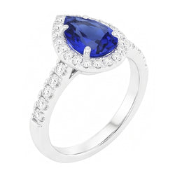 Bague Pierre Précieuse Or Blanc 14 Carats – Saphir Bleu Royal