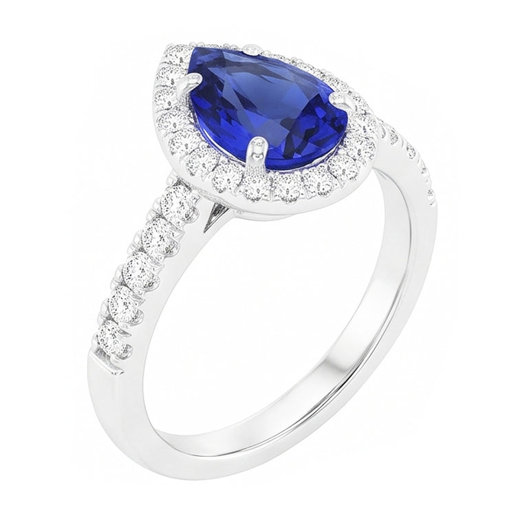 Bague Pierre Précieuse Or Blanc 14 Carats – Saphir Bleu Royal