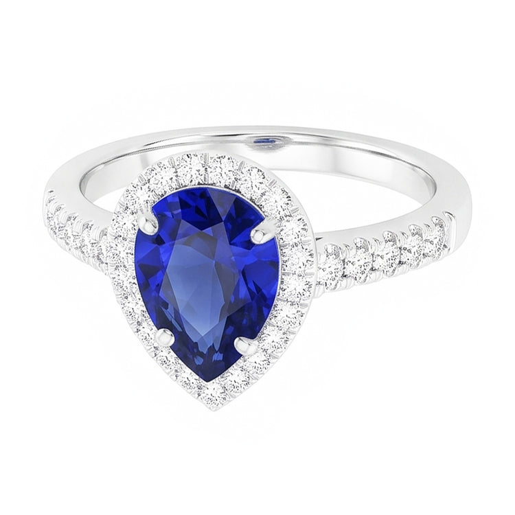 Bague Pierre Précieuse Or Blanc 14 Carats – Saphir Bleu Royal