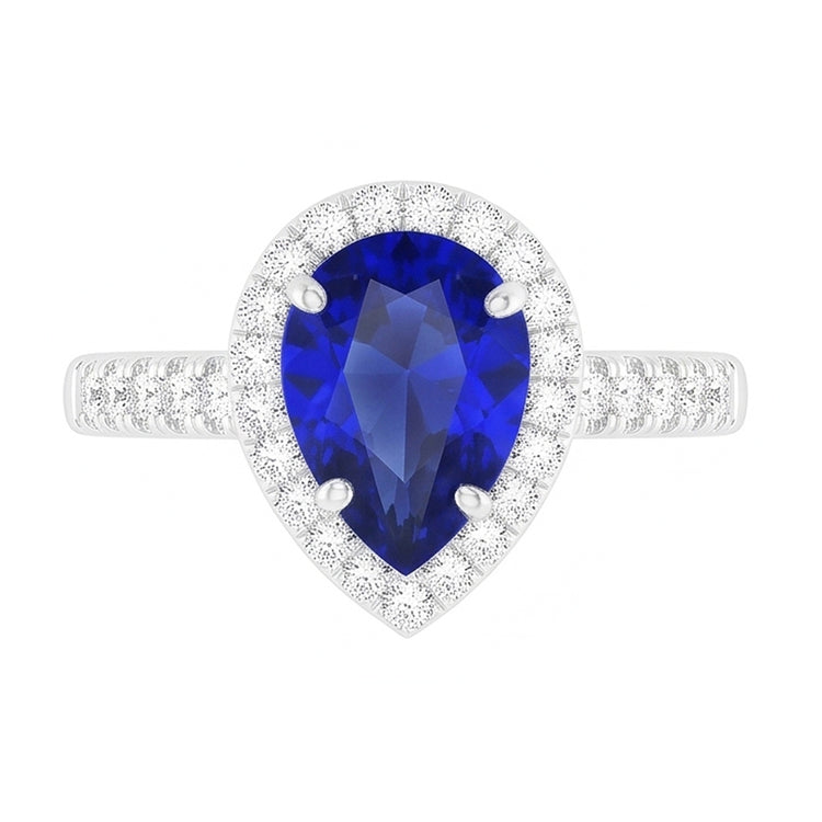 Bague Pierre Précieuse Or Blanc 14 Carats – Saphir Bleu Royal