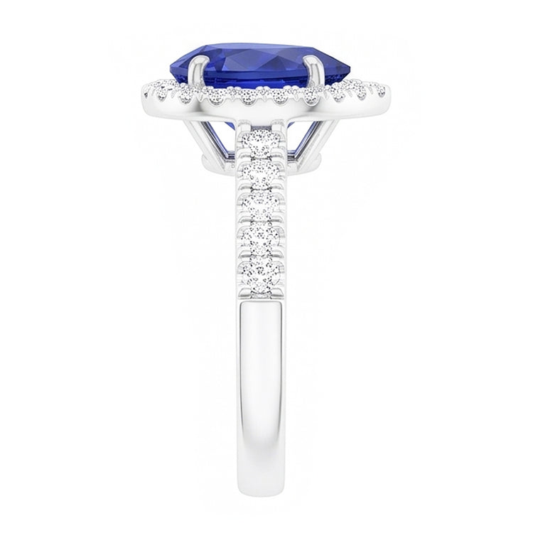 Bague Pierre Précieuse Or Blanc 14 Carats – Saphir Bleu Royal