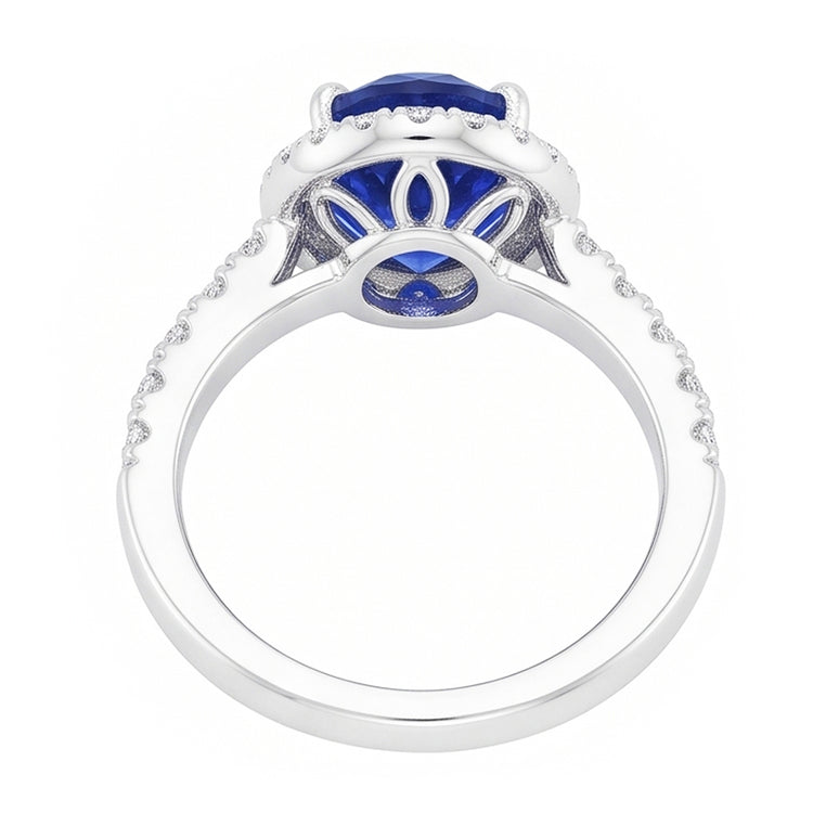 Bague Pierre Précieuse Or Blanc 14 Carats – Saphir Bleu Royal