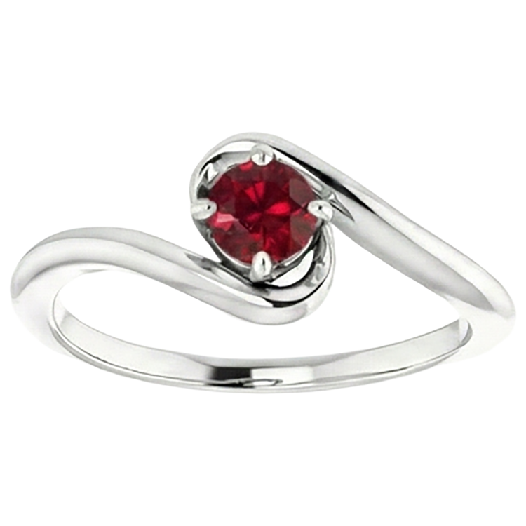 Bague Pierre Rubis Solitaire 1 Carat Or Blanc 14K