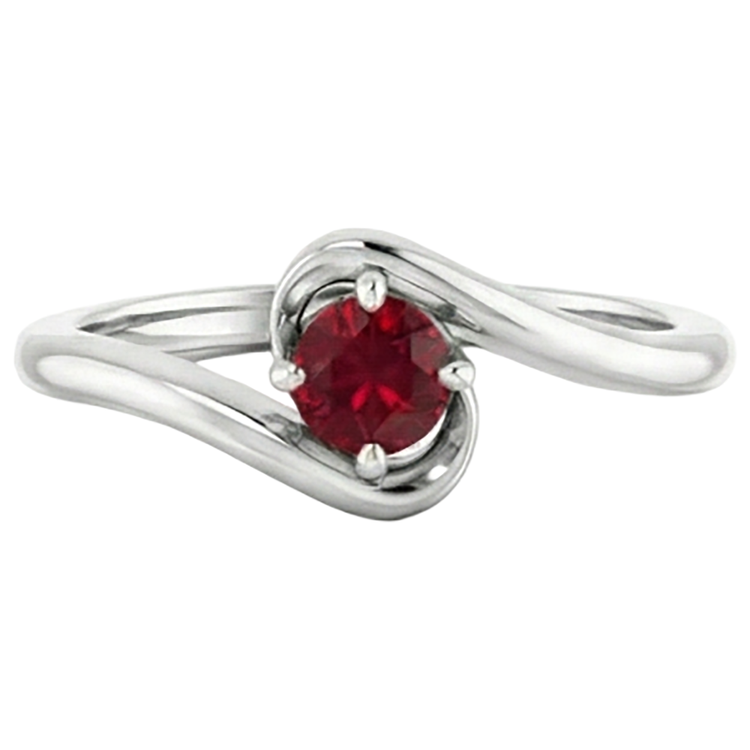 Bague Pierre Rubis Solitaire 1 Carat Or Blanc 14K