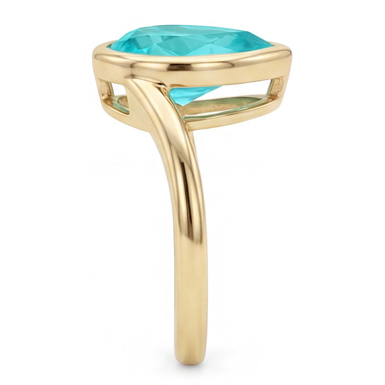 Bague Pierre de Couleur Or 14K Jaune – Tourmaline Paraiba Goutte