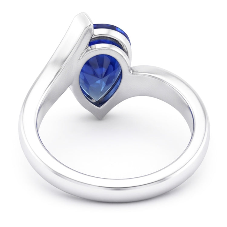 Bague Pierre de Couleur Or Blanc 14 Carats avec Saphir Bleu