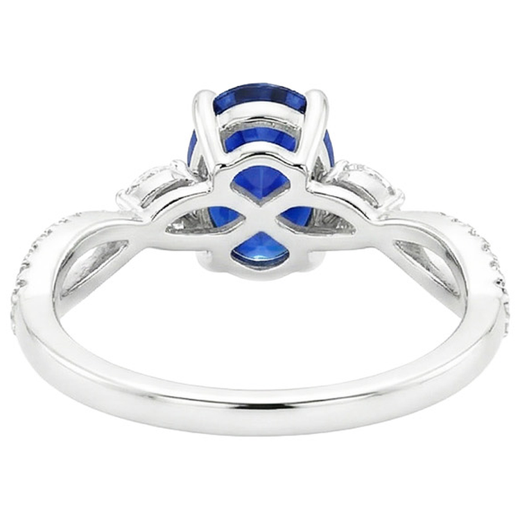 Bague Pierres Précieuses Avec Accents De Diamants Saphir Bleu 4 Carats