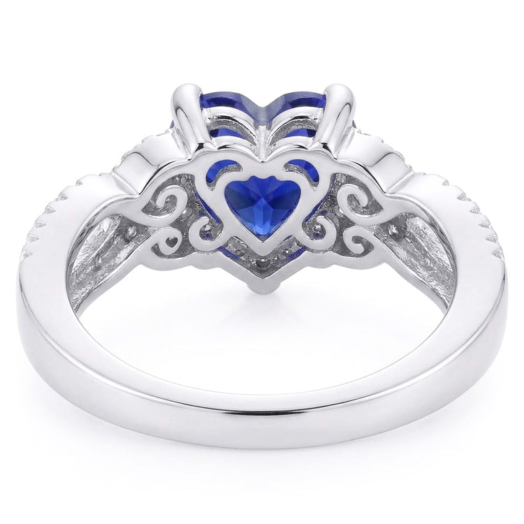 Bague Pierres Précieuses Coupe Coeur Saphir Bleu Split Tige 4.50 Carats