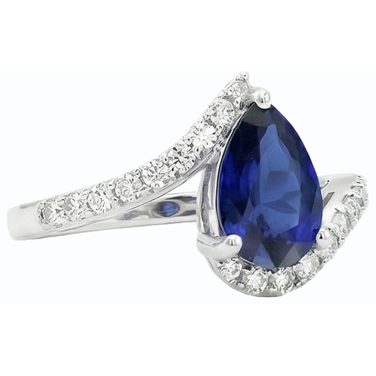 naturel pear diamant 3carats bague sur blanc
